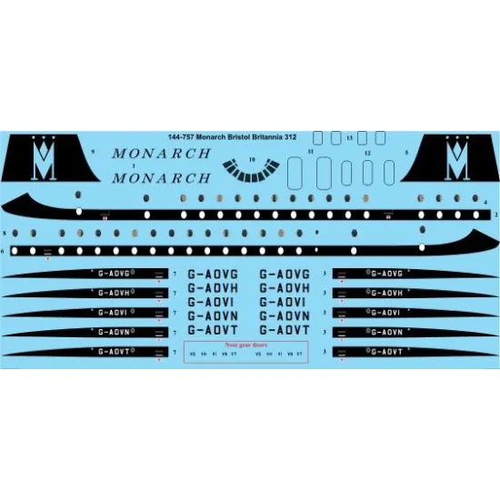 26decals 144-757 1/144 Monarch Bristol Britannia 300 Laser Decal