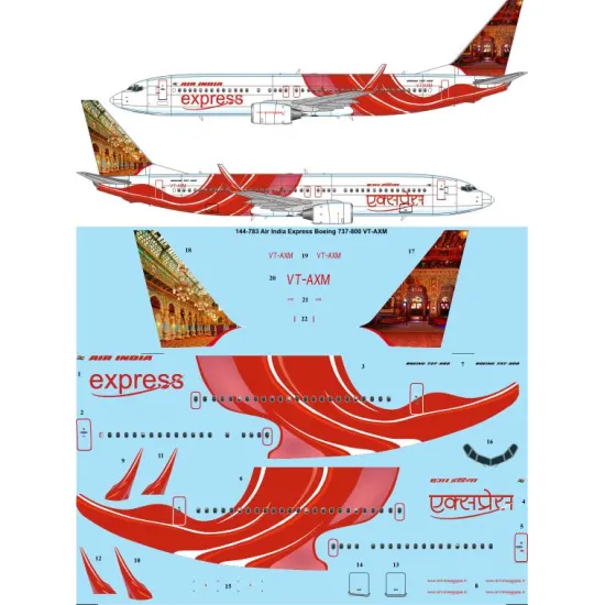 26decals 144-783 1/144 Air India Express Boeing 737-800 Vt-axm Laser Decal