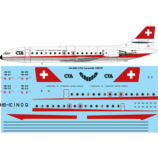 26decals 144-811 1/144 Cta Caravelle 10b Laser Decal