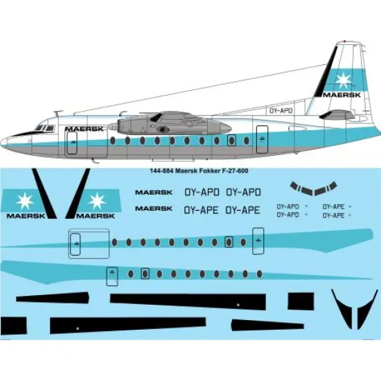 26decals 144-884 1/144 Maersk Fokker F-27 Laser Decal