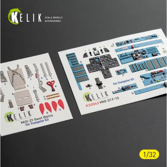 Kelik K32042 1/32 Mig-21 F-13 Export Version - Interior 3d Decals For Trumpeter Kit