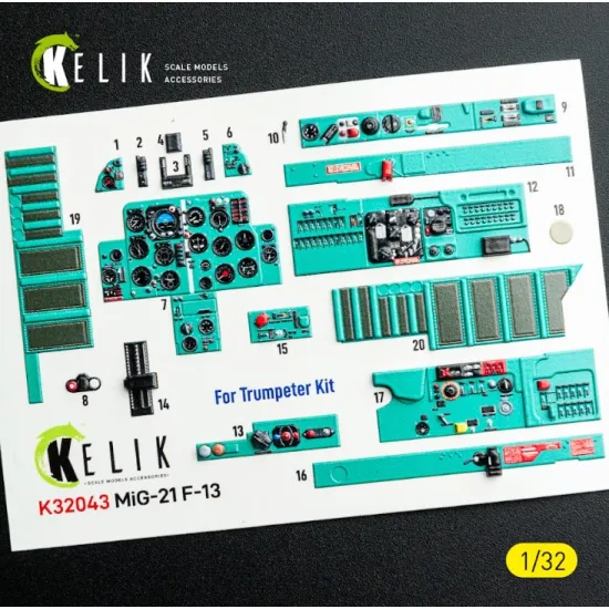 Kelik K32043 1/32 Mig-21 F-13 - Interior 3d Decals For Trumpeter Kit