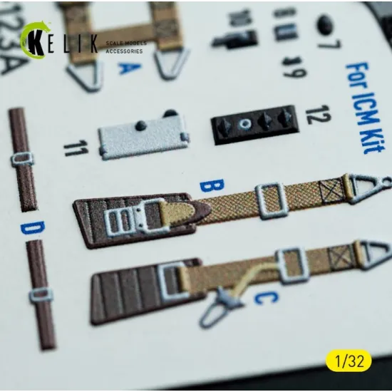 Kelik K32046 1/32 Hs-123a-1 - Interior 3d Decals For Icm Kit