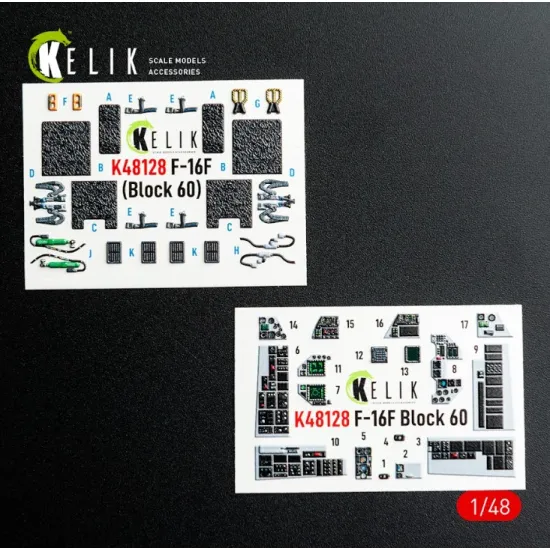 Kelik K48128 1/48 F-16f Block 60 - Interior 3d Decals For Hasegawa Kit