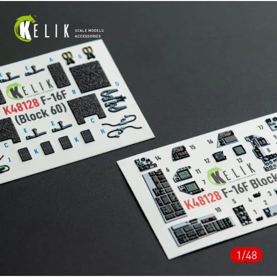 Kelik K48128 1/48 F-16f Block 60 - Interior 3d Decals For Hasegawa Kit