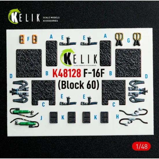 Kelik K48128 1/48 F-16f Block 60 - Interior 3d Decals For Hasegawa Kit