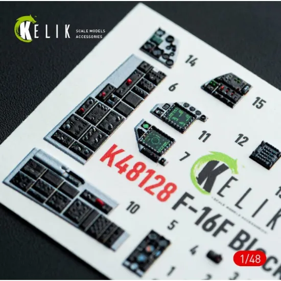 Kelik K48128 1/48 F-16f Block 60 - Interior 3d Decals For Hasegawa Kit