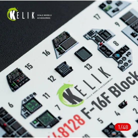 Kelik K48128 1/48 F-16f Block 60 - Interior 3d Decals For Hasegawa Kit