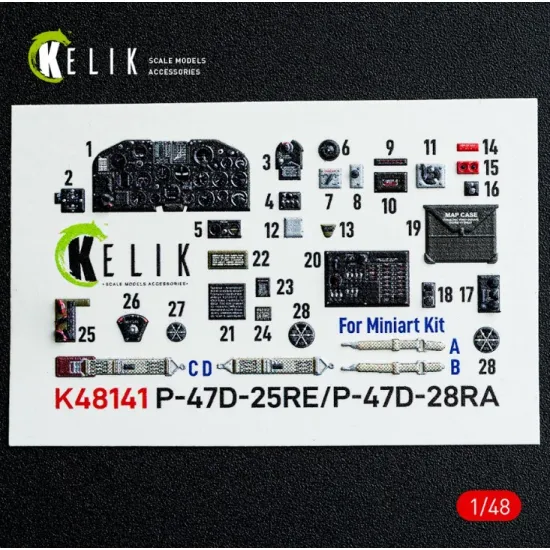 Kelik K48141 1/48 P-47d - 25re/28ra - Interior 3d Decals For Miniart Kit