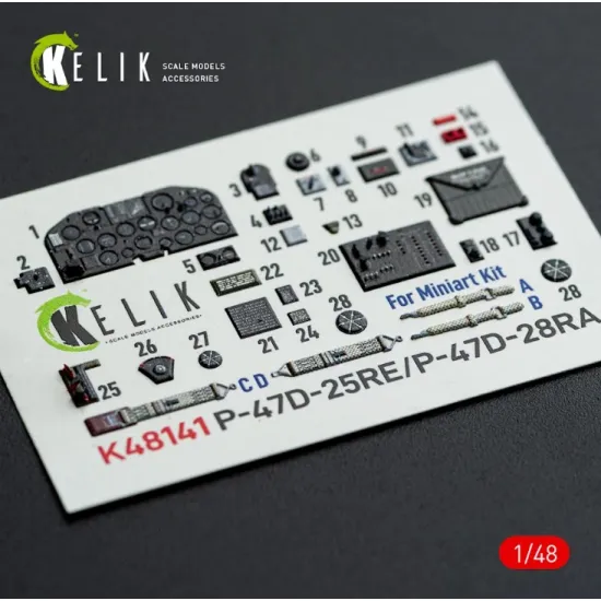 Kelik K48141 1/48 P-47d - 25re/28ra - Interior 3d Decals For Miniart Kit