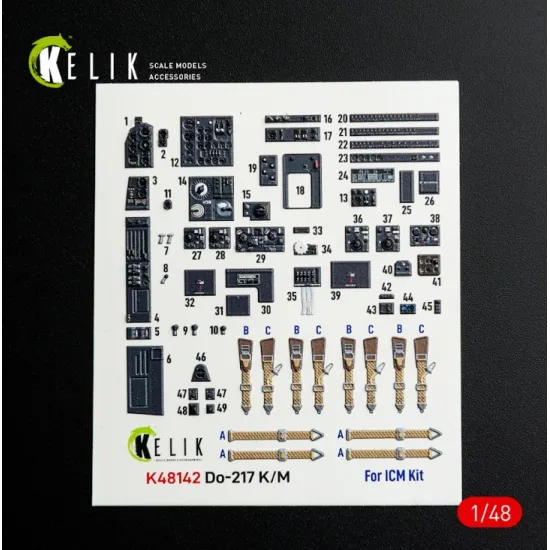 Kelik K48142 1/48 Do-217 K/M - Interior 3d Decals For Icm Kit