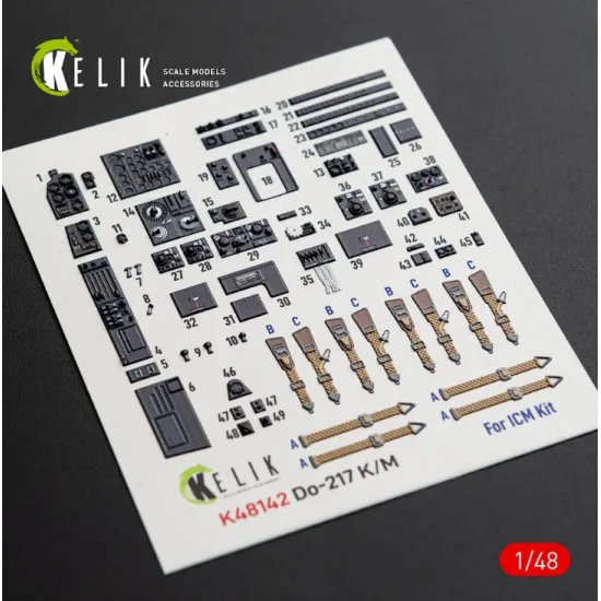 Kelik K48142 1/48 Do-217 K/M - Interior 3d Decals For Icm Kit