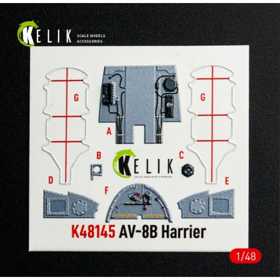 Kelik K48145 1/48 Av-8b Harrier - Interior 3d Decals For Hasegawa Kit