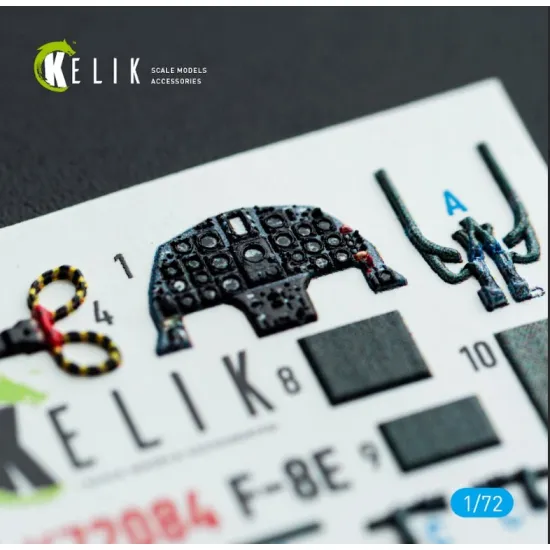 Kelik K72084 1/72 F-8e Crusader - Interior 3d Decals For Academy Kit