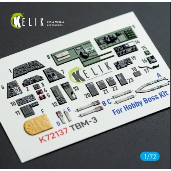 Kelik K72137 1/72 Tbm-3 Avenger - Interior 3d Decals For Hobbyboss Kit
