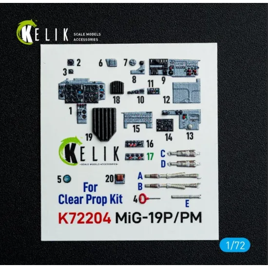 Kelik K72204 1/72 Mig-19p/Pm - Interior 3d Decals For Clearprop Kit