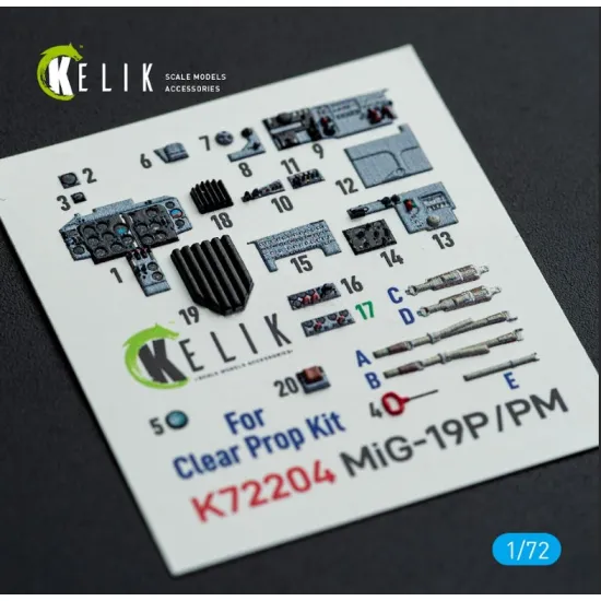 Kelik K72204 1/72 Mig-19p/Pm - Interior 3d Decals For Clearprop Kit