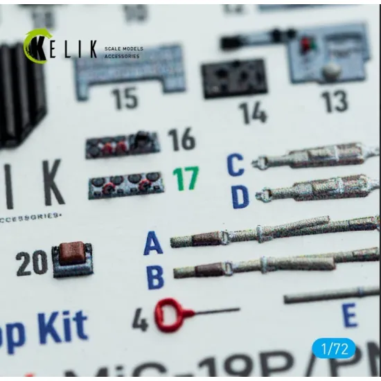 Kelik K72204 1/72 Mig-19p/Pm - Interior 3d Decals For Clearprop Kit