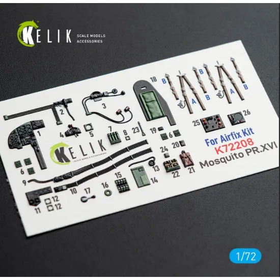 Kelik K72208 1/72 Mosquito Pr Xvi - Interior 3d Decals For Airfix Kit