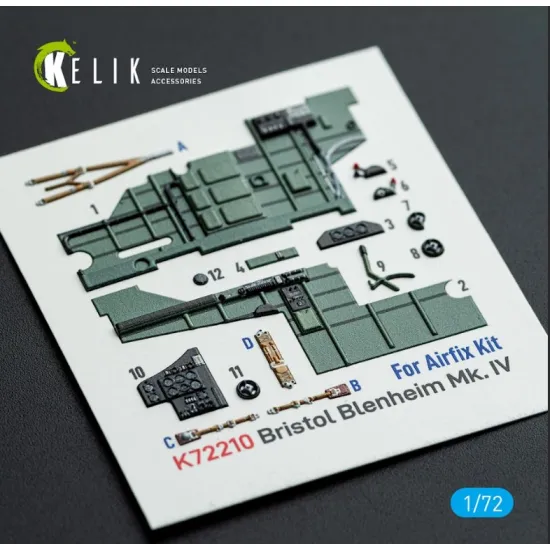 Kelik K72210 1/72 Bristol Blenheim Mk.iv - Interior 3d Decals For Airfix Kit