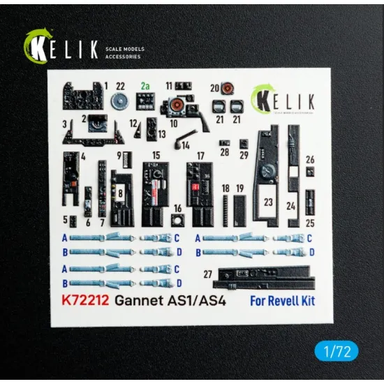 Kelik K72212 1/72 Gannet As1/As4 - Interior 3d Decals For Revell Kit