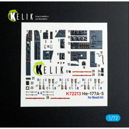 Kelik K72213 1/72 He-177a-5 - Interior 3d Decals For Revell Kit