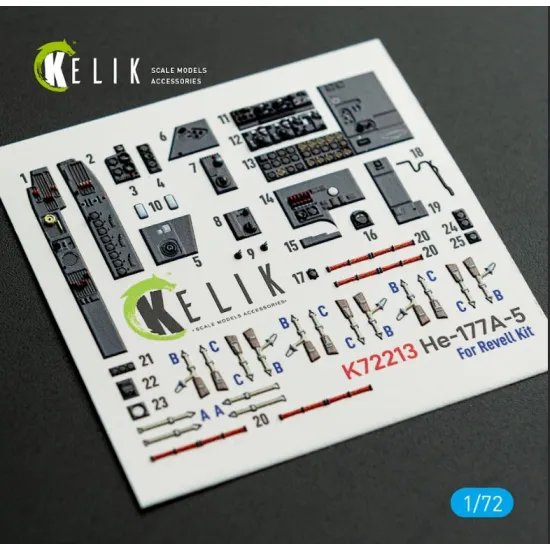 Kelik K72213 1/72 He-177a-5 - Interior 3d Decals For Revell Kit