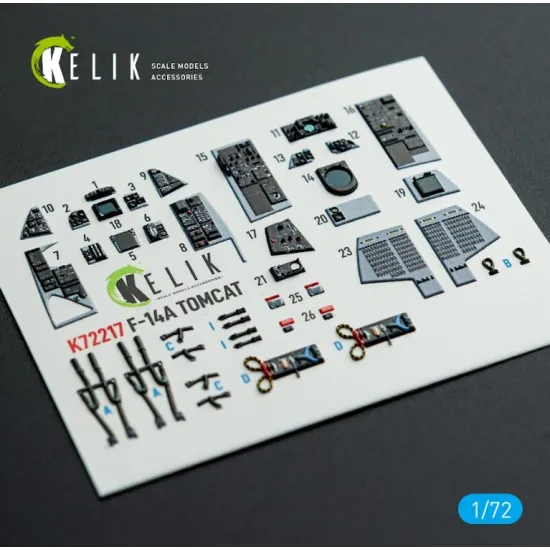 Kelik K72217 1/72 F-14a Tomcat - Interior 3d Decals For Hobbyboss Kit