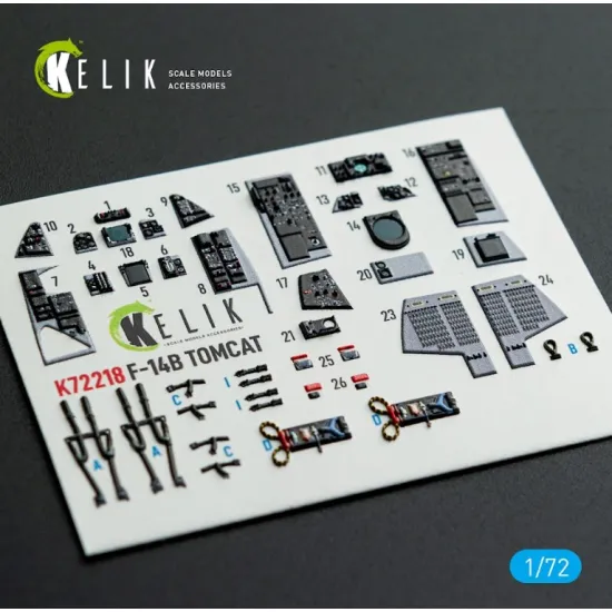 Kelik K72218 1/72 F-14b Tomcat - Interior 3d Decals For Hobbyboss Kit