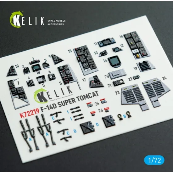 Kelik K72219 1/72 F-14d Super Tomcat - Interior 3d Decals For Hobbyboss Kit