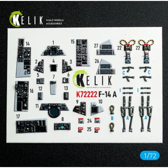 Kelik K72222 1/72 F-14a Tomcat - Interior 3d Decals For Academy Kit