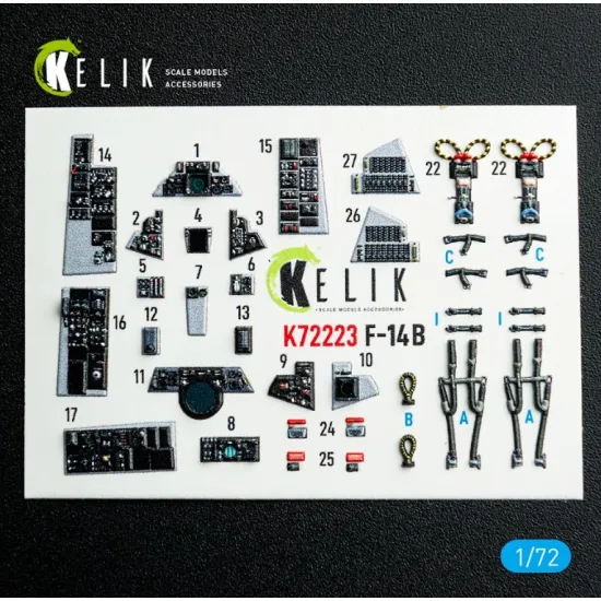 Kelik K72223 1/72 F-14b Tomcat - Interior 3d Decals For Academy Kit
