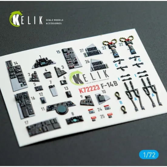 Kelik K72223 1/72 F-14b Tomcat - Interior 3d Decals For Academy Kit