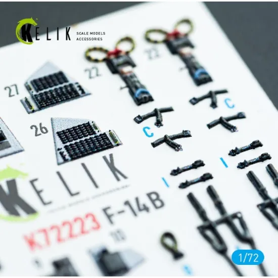 Kelik K72223 1/72 F-14b Tomcat - Interior 3d Decals For Academy Kit