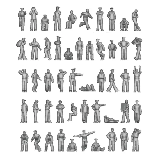 Ion Models U700-001 1/700 Us Navy Chilling On Deck 3d Resin 92 Figures