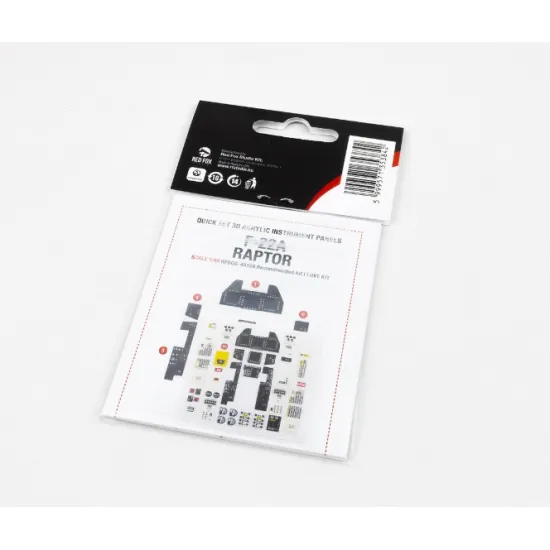 Red Fox Qs48159 1/48 Lockheed Martin F-22a Raptor 3d Acrylic Instrument Panel
