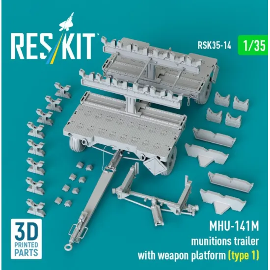 Reskit Rsk35-0014 1/35 Mhu-141m Munitions Trailer With Weapon Platform Type 1 3d Printed Model Kit