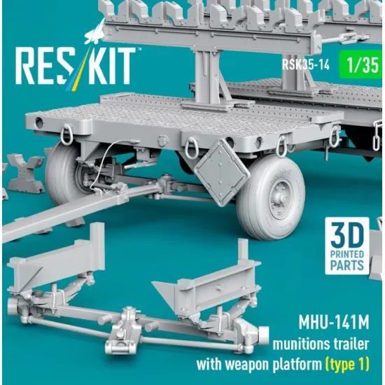 Reskit Rsk35-0014 1/35 Mhu-141m Munitions Trailer With Weapon Platform Type 1 3d Printed Model Kit