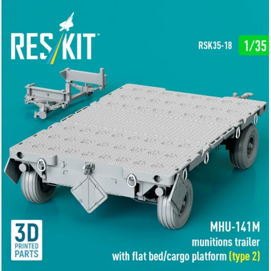 Reskit Rsk35-0018 1/35 Mhu-141m Munitions Trailer With Flat Bed/Cargo Platform Type2 3d Printed Model Kit