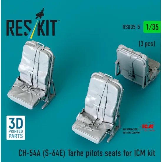 Reskit Rsu35-0005 1/35 Ch-54a S-64e Tarhe Pilots Seats For Icm Kit 3 Pcs 3d Printed