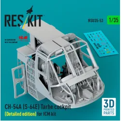 Reskit Rsu35-0053 1/35 Ch-54a S-64e Tarhe Cockpit Detailed Edition For Icm Kit 3d Printed