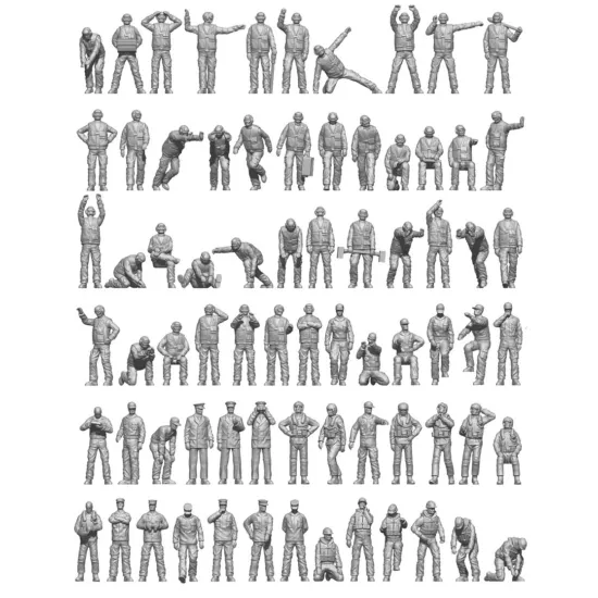 Ion Models U200-004 1/200 Modern Us Navy Carrier Personnel And Pilots 3d Printed Resin 72 Figures
