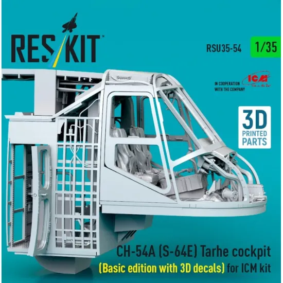 Reskit Rsu35-0054 1/35 Ch-54a S-64e Tarhe Cockpit Basic Edition With 3d Decals For Icm Kit 3d Printed