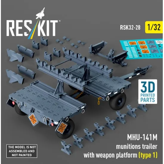 Reskit Rsk32-0028 1/32 Mhu-141m Munitions Trailer With Weapon Platform Type 1 3d Printed Model Kit
