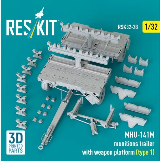 Reskit Rsk32-0028 1/32 Mhu-141m Munitions Trailer With Weapon Platform Type 1 3d Printed Model Kit