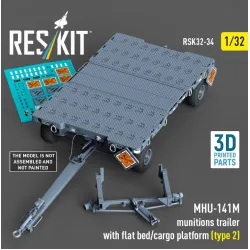 Reskit Rsk32-0034 1/32 Mhu-141m Munitions Trailer With Flat Bed/Cargo Platform Type 2 3d Printed Model Kit