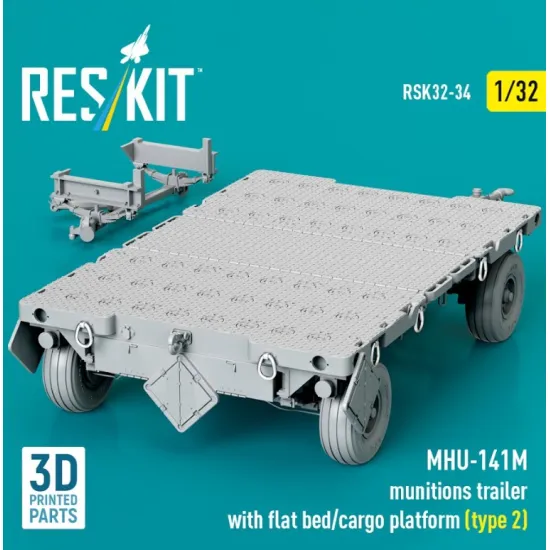 Reskit Rsk32-0034 1/32 Mhu-141m Munitions Trailer With Flat Bed/Cargo Platform Type 2 3d Printed Model Kit
