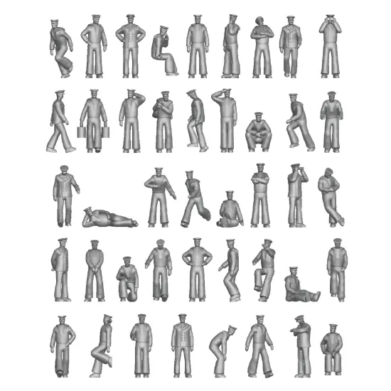 Ion Models R350-001 1/350 Royal Navy Chilling On Deck 3d Printed Resin 75 Figures