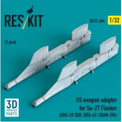 Reskit Rs32-0604 1/32 Us Weapon Adapter For Su-27 Flanker 2 Pcs Gbu-39 Sdb Gbu-62 Jdam-er 3d Printed