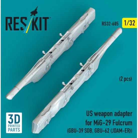 Reskit Rs32-0605 1/32 Us Weapon Adapter For Mig-29 Fulcrum 2pcs Gbu-39 Sdb Gbu-62 Jdam-er 3d Printed
